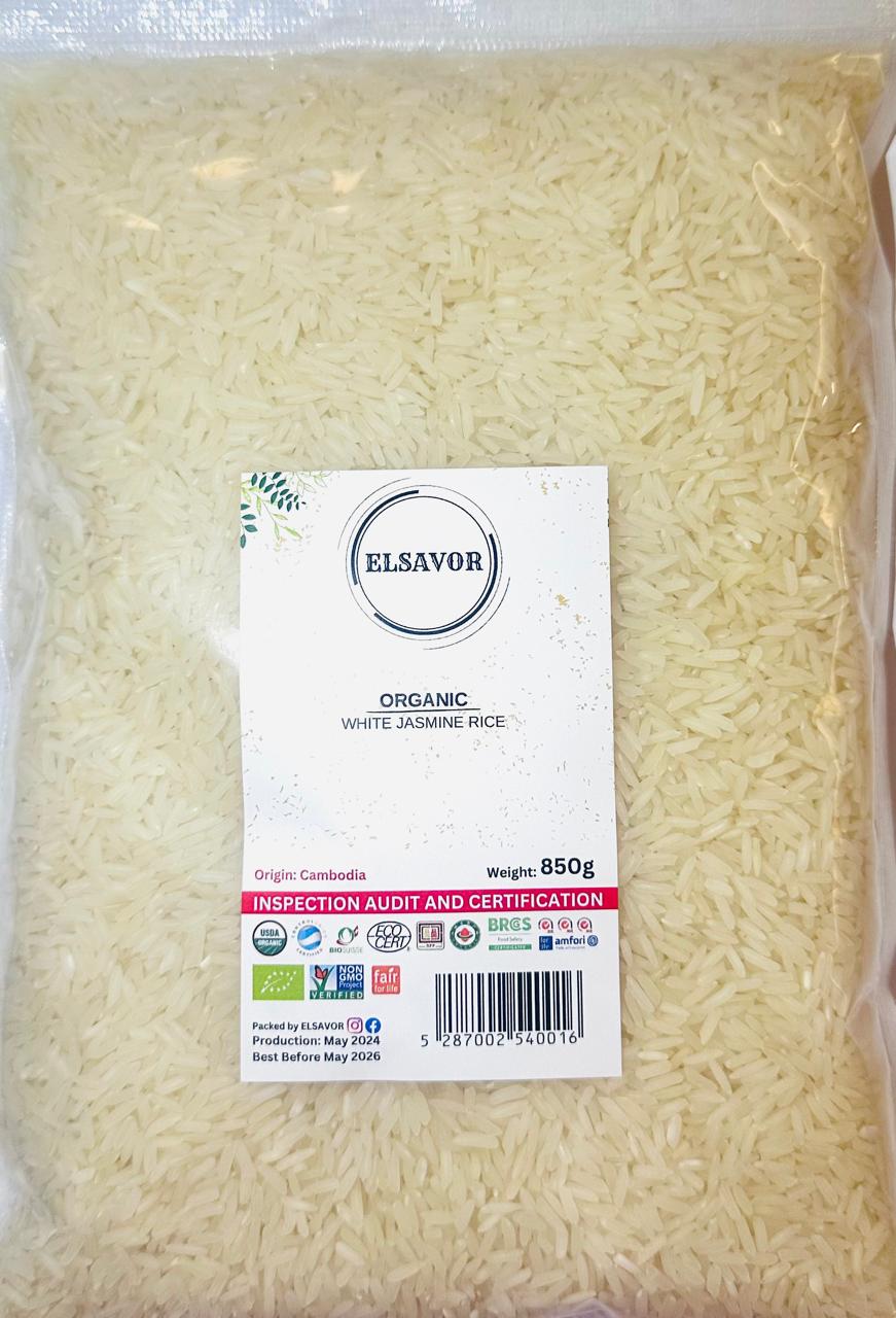 Organic White Jasmine Rice Cambodia 850g | ELSAVOR