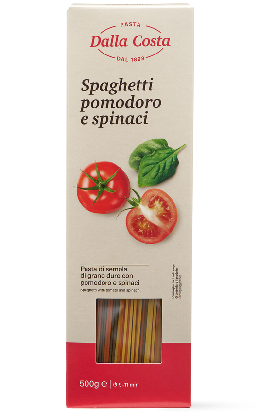 PASTA tricolor durum wheat with tomato & spinach Spaghetti 500g
