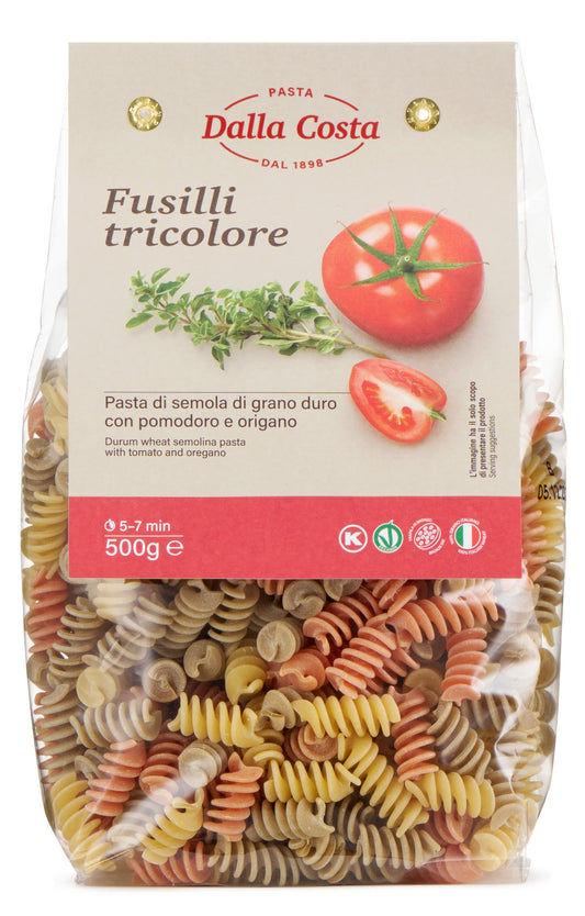 PASTA tricolor durum wheat with tomato & oregano Fusilli 500g