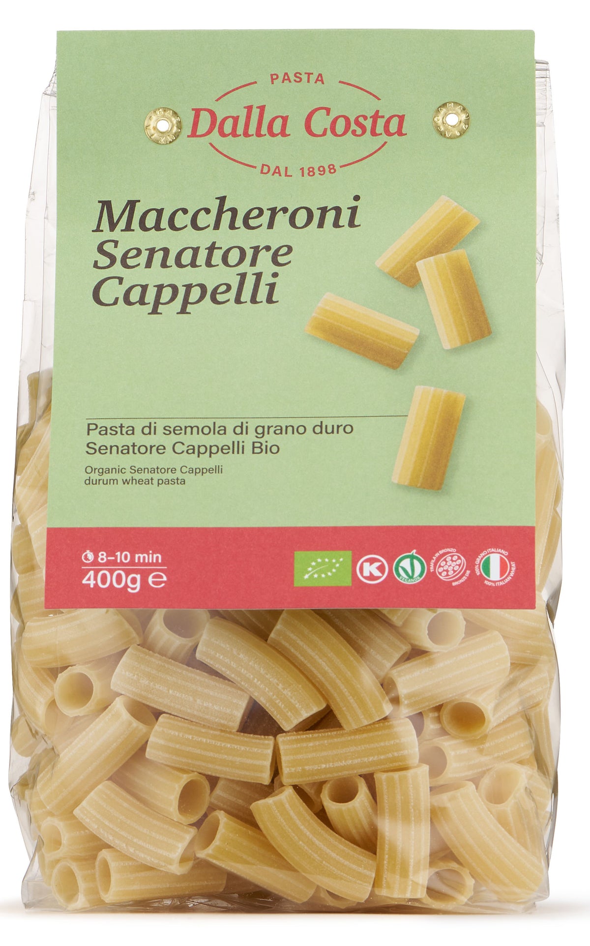Organic PASTA ancient durum wheat Italian Senatore Cappelli pasta Maccheroni 400g