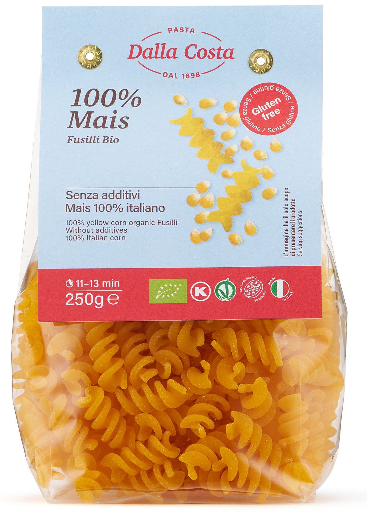 PASTA Gluten Free BIO 100% corn Fusilli 250g