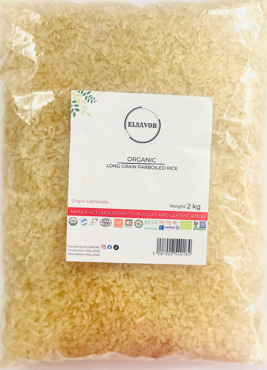 ORGANIC LONG GRAIN AMERICAN RICE | PARBOILED - CAMBODIA  2 KGS | helps retain more vitamins and minerals (especially B vitamins)