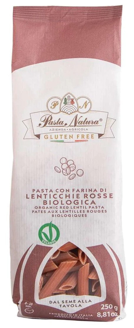 100% RED LENTILS PASTA Penne |  ORGANIC & Gluten Free