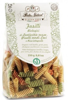 Tricolor Lentil, peas & chickpea Fusilli | ORGANIC  & Gluten Free